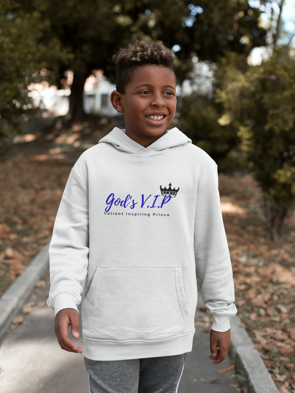God's V.I.P. Boy's Youth Pullover Hoodie (Blue Lettering)