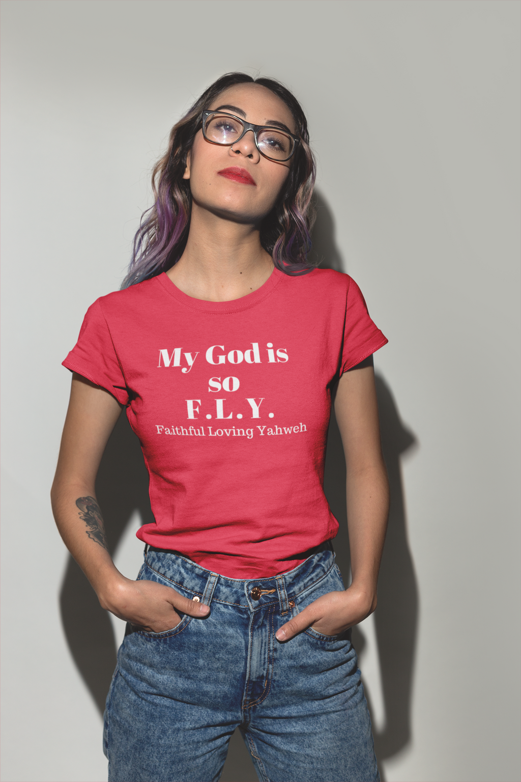 My God is so F.L.Y. Ladies' short sleeve t-shirt